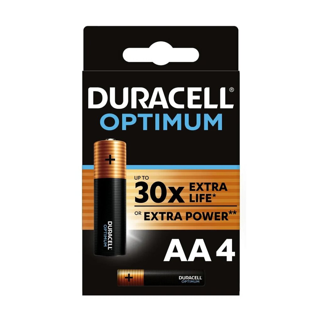 Батарейка Duracell, АА (LR6-4BL), Optimum, щелочная, 1.5 В, 4 шт, 5014061, Б0056020