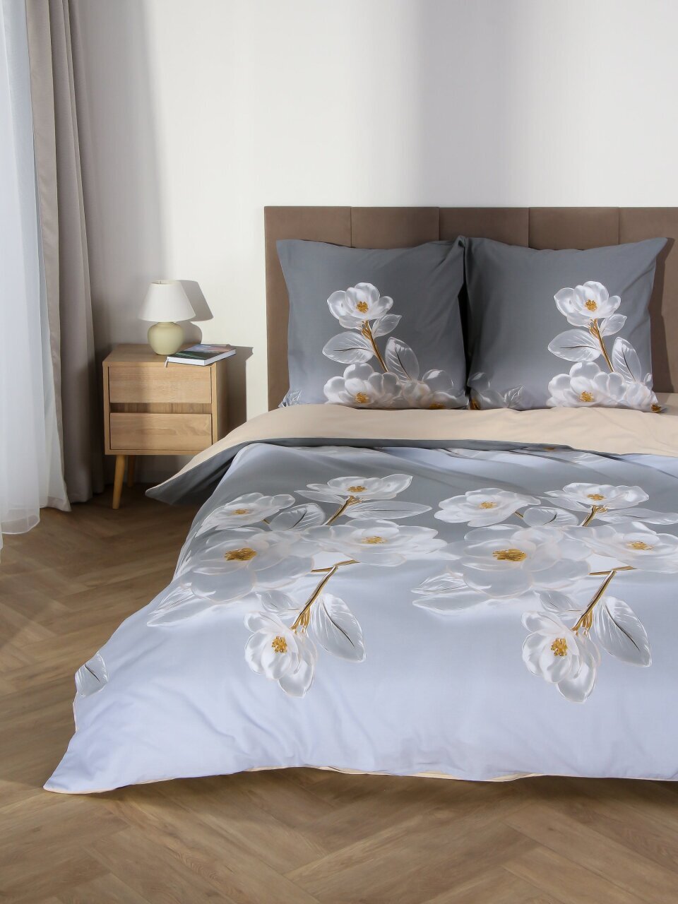 Постельное белье 2-спальное, простыня 215х220 см, 2 наволочки 70х70 см, пододеяльник 175х215 см, Silvano, поплин, Дульси