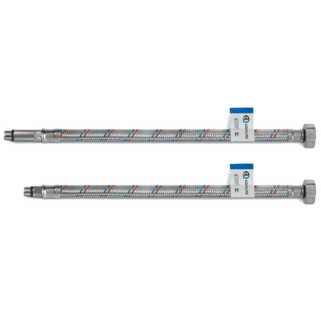 Подводка для воды М10-1/2"х0.4 м, пара, сталь, AquaLine