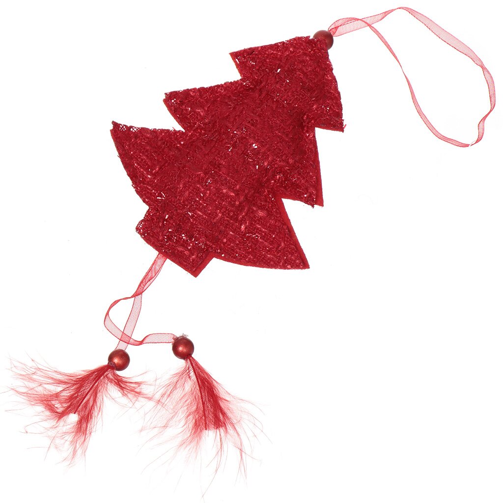 Елочное украшение Ель, красное, 9 см, текстиль, SYTS-4319127