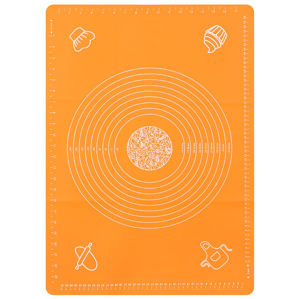 Коврик кухонный силикон, 64х45 см, оранжевый, Y4-7682