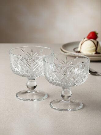 Ваза для мороженного стекло, 2 шт, 270 мл, 10.25 см, бесцветная, Pasabahce, Timeless, 51759B