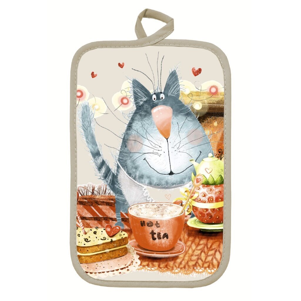 Прихватка 22х14 см, 70% хлопок, 30% полиэстер, фотопечать, В гостях у кота, СМ-П