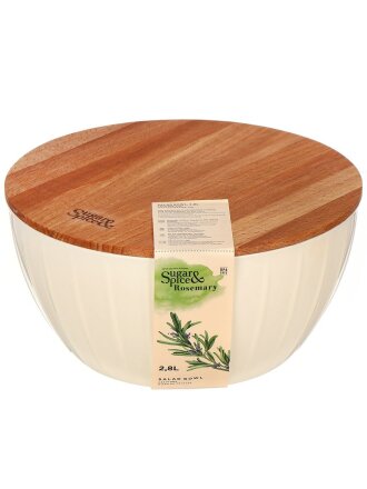 Салатник пластик, круглый, 10.8 см, 2.8 л, с крышкой, Cardamom, Sugar&Spice, SE106011996, бежевый