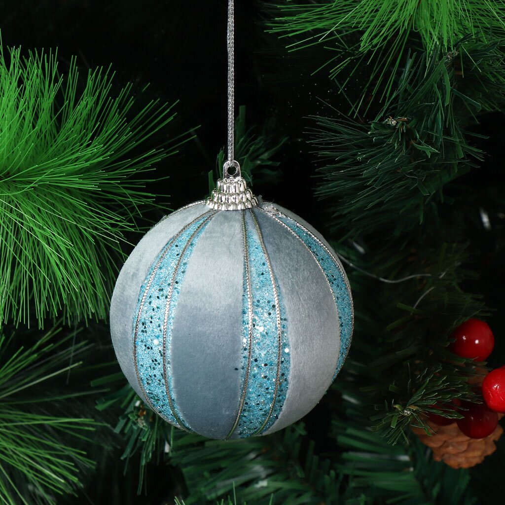Елочный шар голубой, 8 см, SYPMQA-102101 в канун рождества нов оф