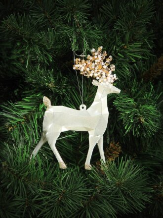 Елочное украшение Олень, 3 шт, белое, 14.5 см, SYQD-0122014