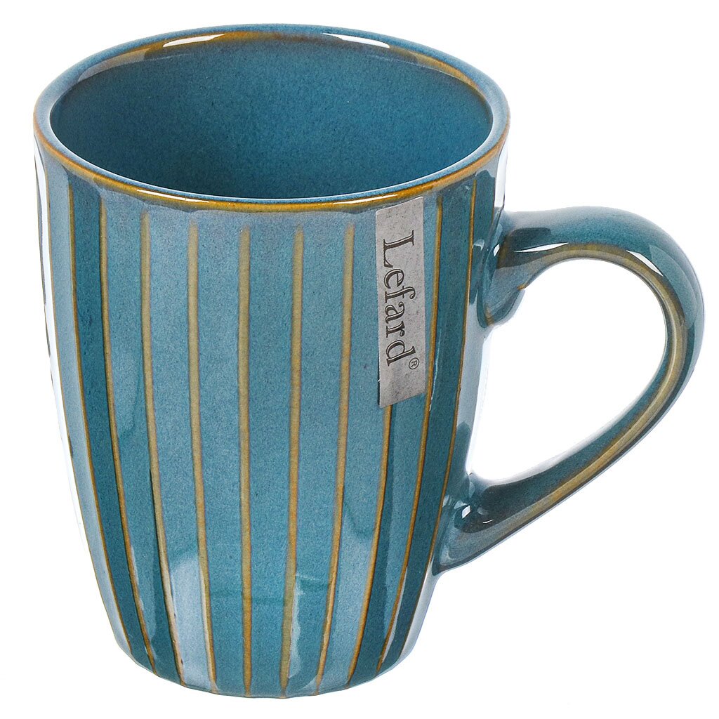 Кружка керамика, 365 мл, Stripe collection, Lefard, 191-218, лазурно-синяя