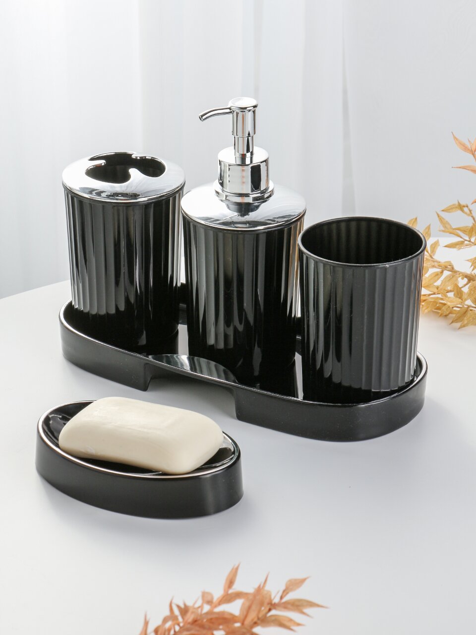 Набор для ванной 5 предметов, пластик, 26х10х12 см, матовый, Y4-11241