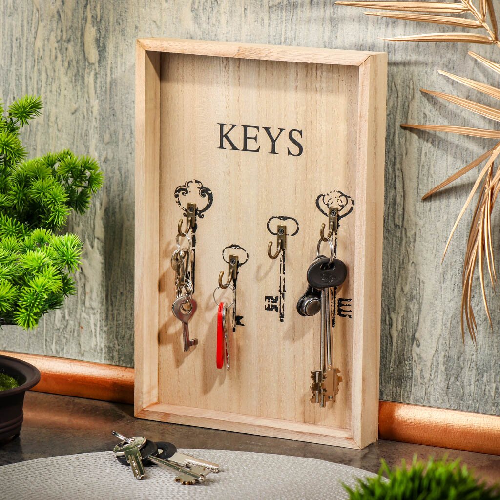 Ключница Ключ от всех дверей, 20х30х3 см, 4 крючка, Y4-3470 ключница с магнитами
