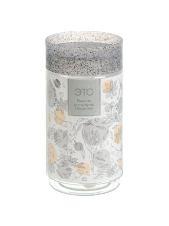 Банка для сыпучих продуктов, пластик, 1 л, 9.2х9.2х18.5 см, с крышкой, Homver, Asti, 50721/02, светло-серая