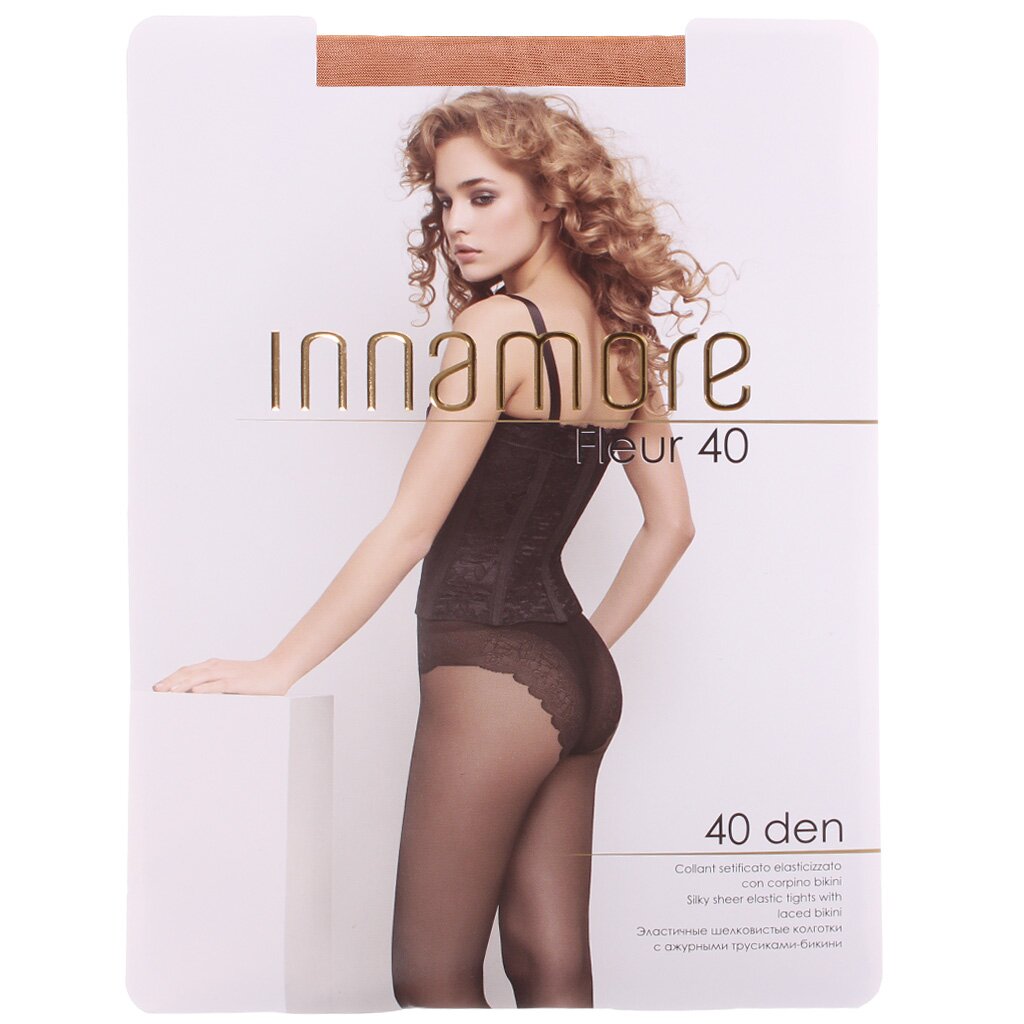 Колготки Innamore, Fleur, 40 DEN, р. 3, daino/загар, с ажурными трусиками и прозрачным мыском