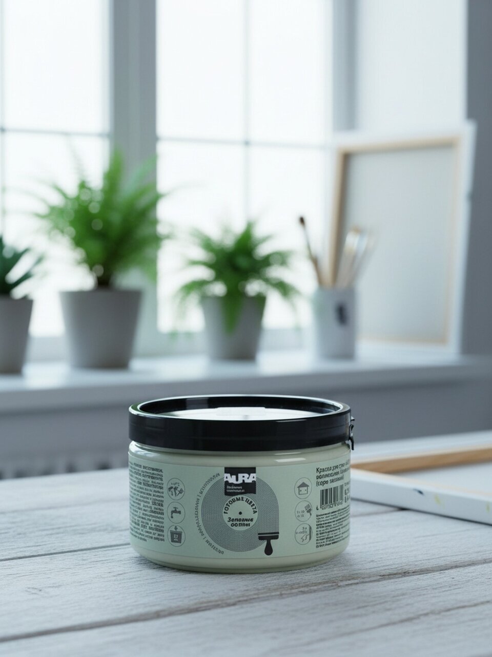 Краска водно-дисперсионная, Aura, акриловая, интерьерная, моющаяся, влагостойкая, матовая, зеленые волны, 0.4 кг
