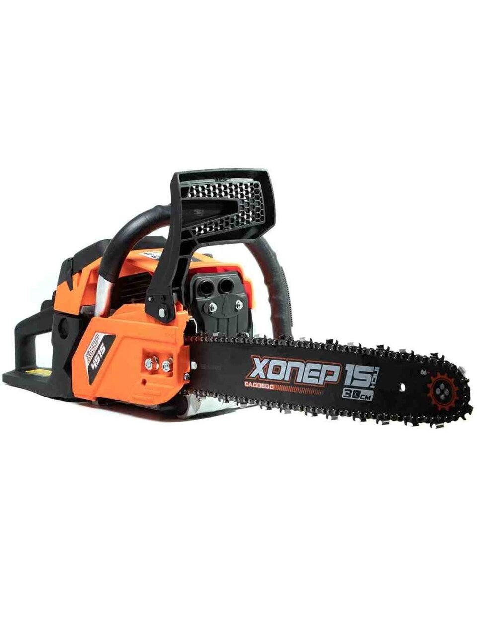 Пила цепная бензиновая, Хопер, 3 л.с., 2200 Вт, длина шины 38.1 см, шаг цепи 0.325 дюйм, 64 звена, Садовод 4515