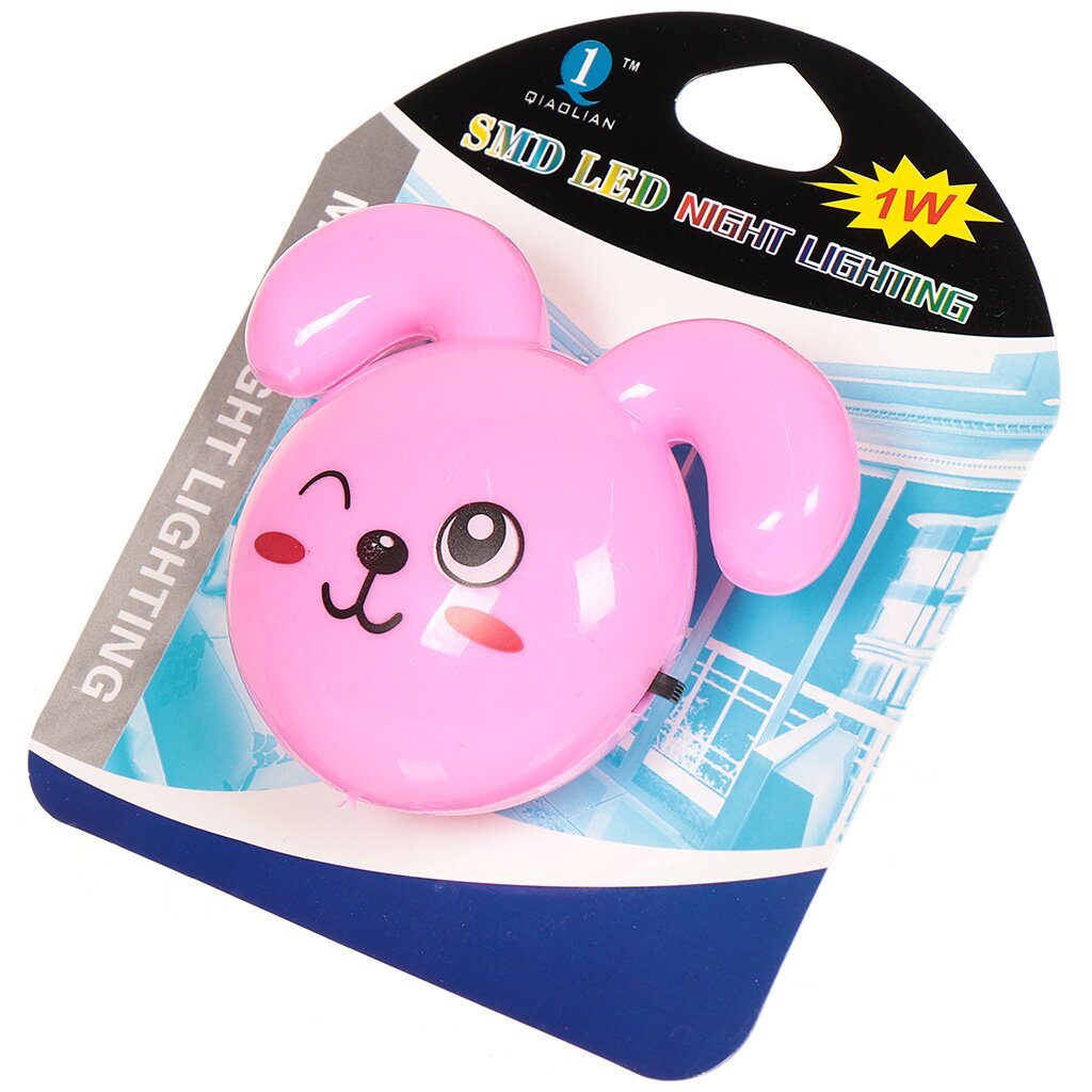 Ночник Кролик, настенный, пластик, розовый, SPE13543-330 папка конверт а4 на кнопке glossy neon полупрозр пластик розовый erich krause