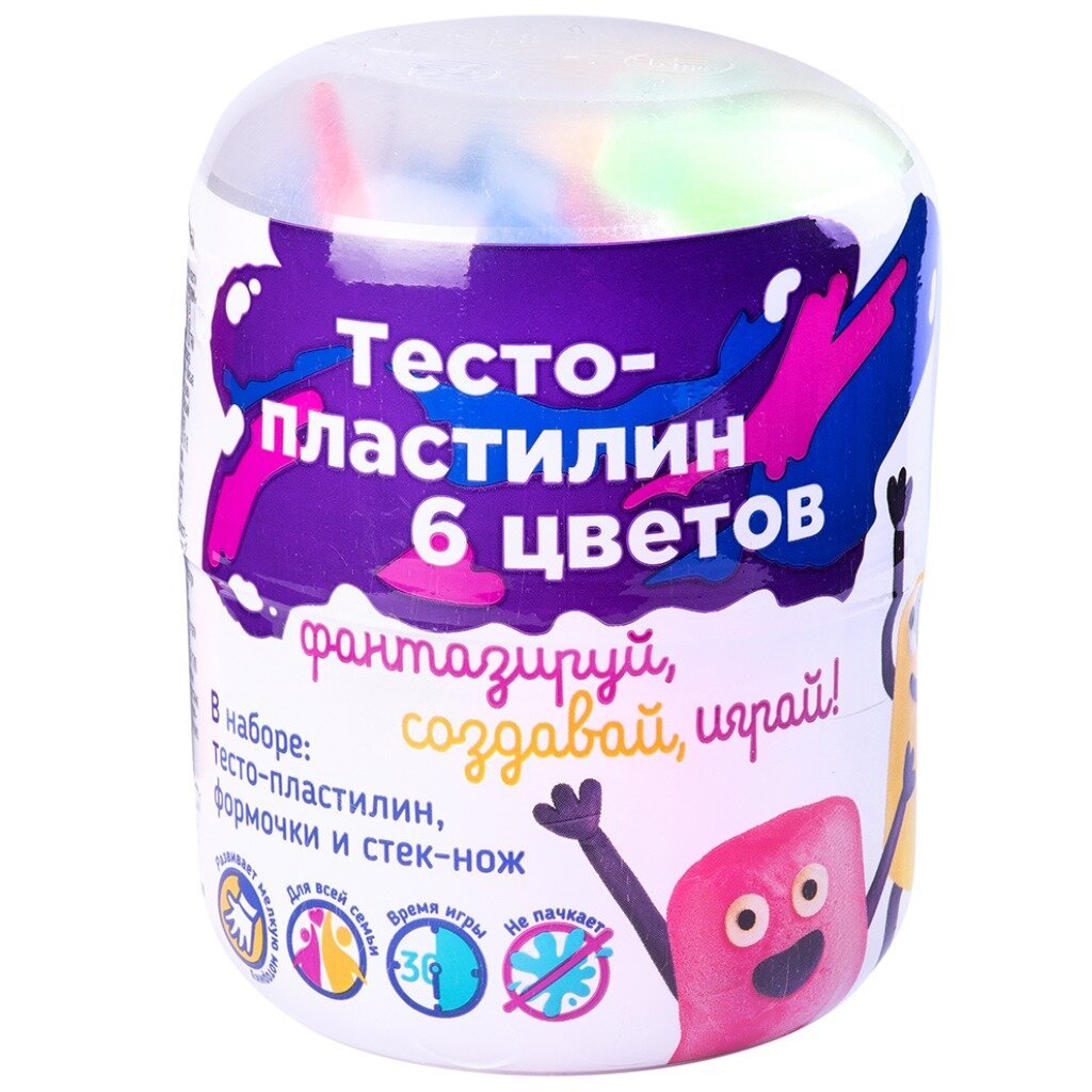 Игровой набор Genio Kids, Тесто-пластилин, 6 цветов, TA1065