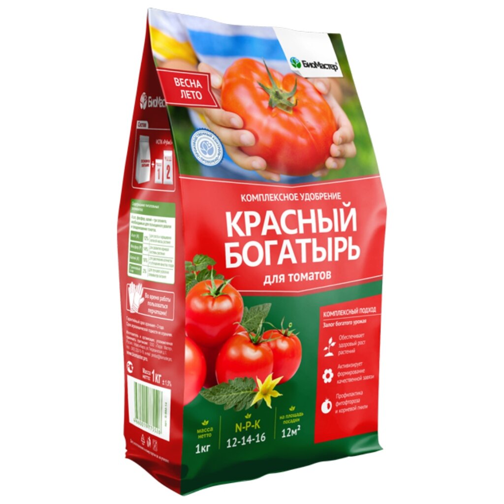 Удобрение Красный богатырь, для томатов, комплексное, 1000 г, БиоМастер здравствуй зима