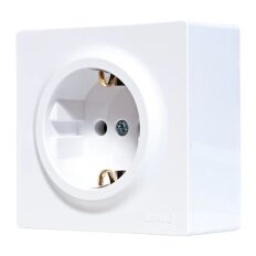 Розетка откр устан, 1 гн, с/з, пластик, IP20, бел, ПБТ, Lezard, LETO, 752-0200-122B