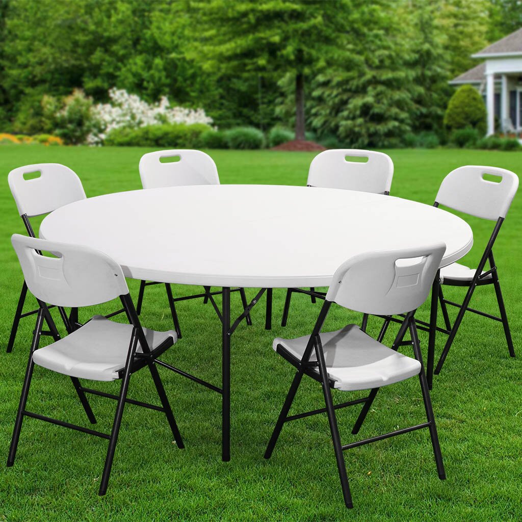 Мебель садовая Green Days, Марьяна, белая, стол, 180х180х74 см, 6 стульев, 100 кг, ZY-180 + YC-050x6 стол обеденный 6 стульев
