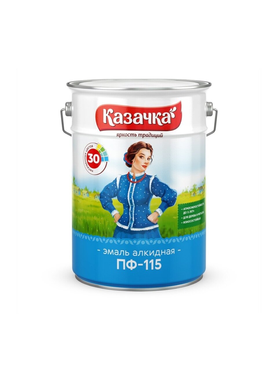 Эмаль Казачка, ПФ-115 Пром, алкидная, глянцевая, бирюза, 6 кг