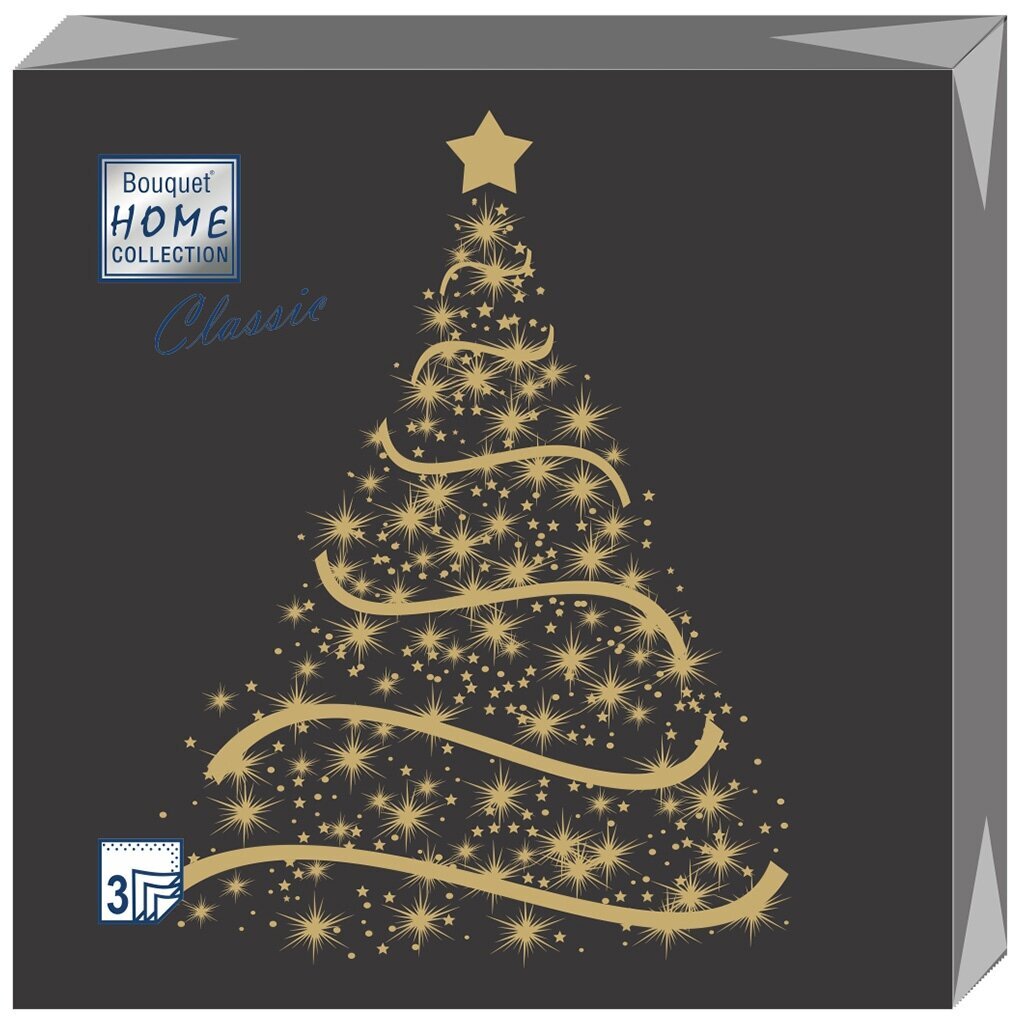 Салфетки Home Collection 33*33 12шт 3-сл Волшебная ель на черном НГ