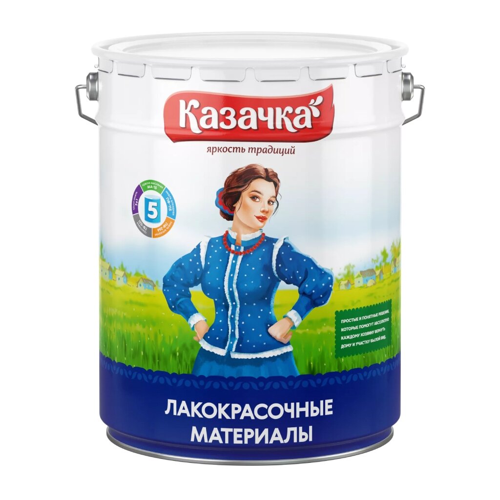 Эмаль Казачка, ПФ-115 Пром, алкидная, глянцевая, черная, 10 кг