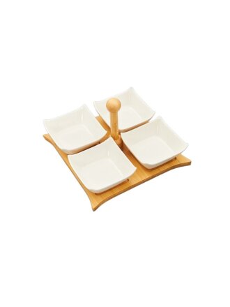 Салатник фарфор, бамбук, квадратный, 4 шт, 3 см, ПС0043-46
