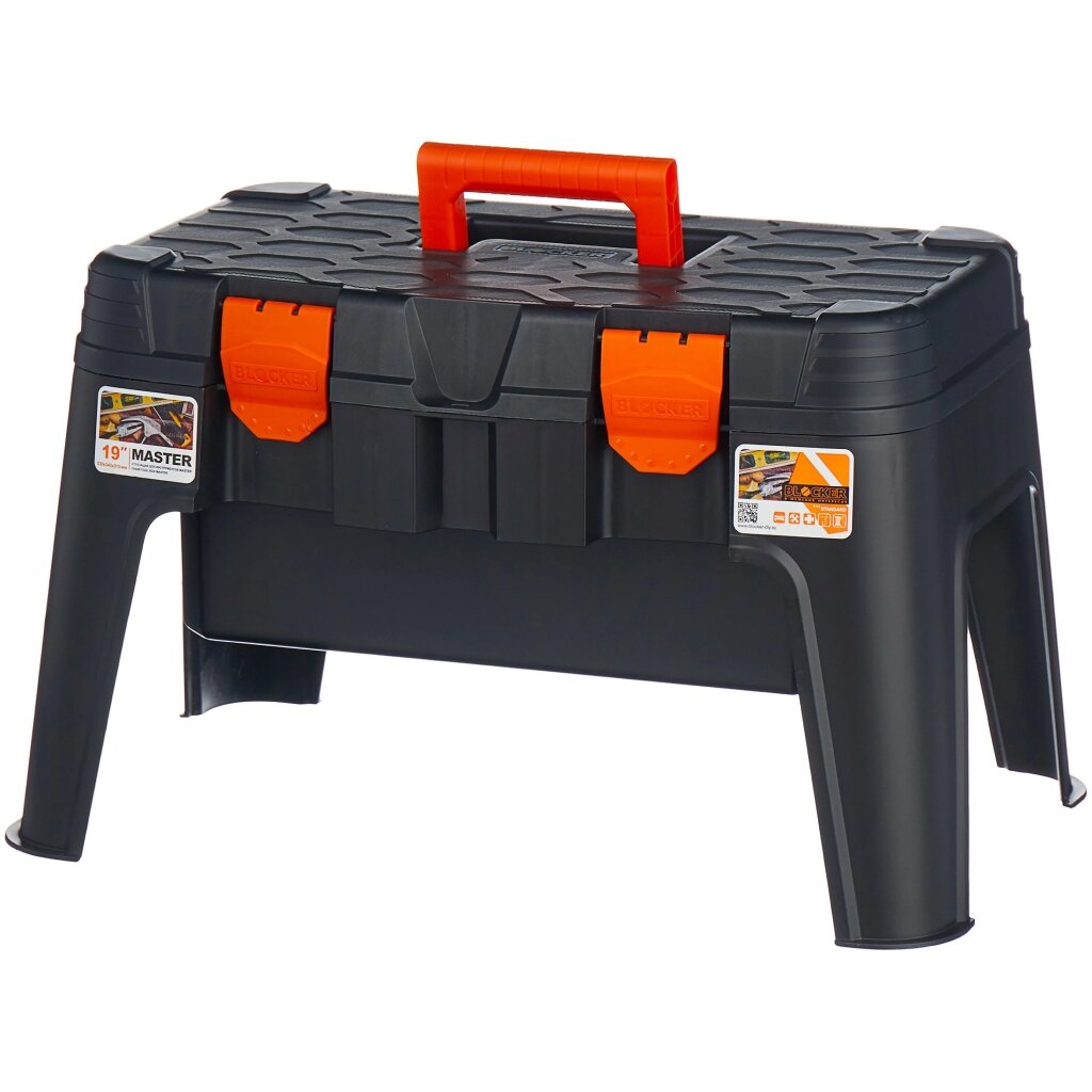 Ящик для инструментов, 53х33.5х32 см, пластик, Blocker, Master, пластиковый замок, BR3783ЧРОР ящик для инструментов 16 пластик blocker boombox пластиковый замок оранжевый br3940
