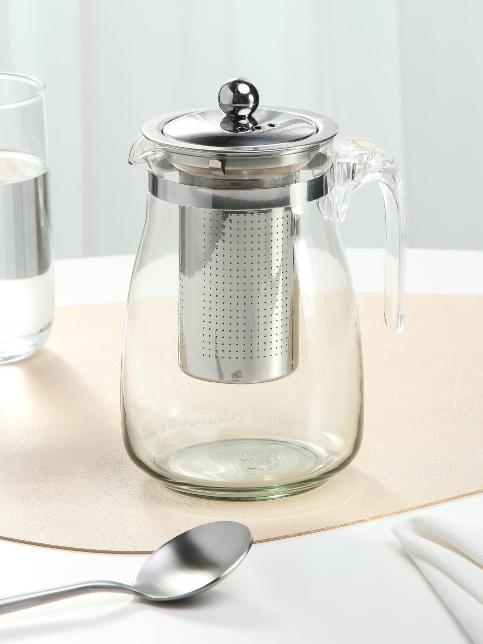 Чайник заварочный стекло, 0.9 л, с ситечком, Barouge, BF-513(900мл.)