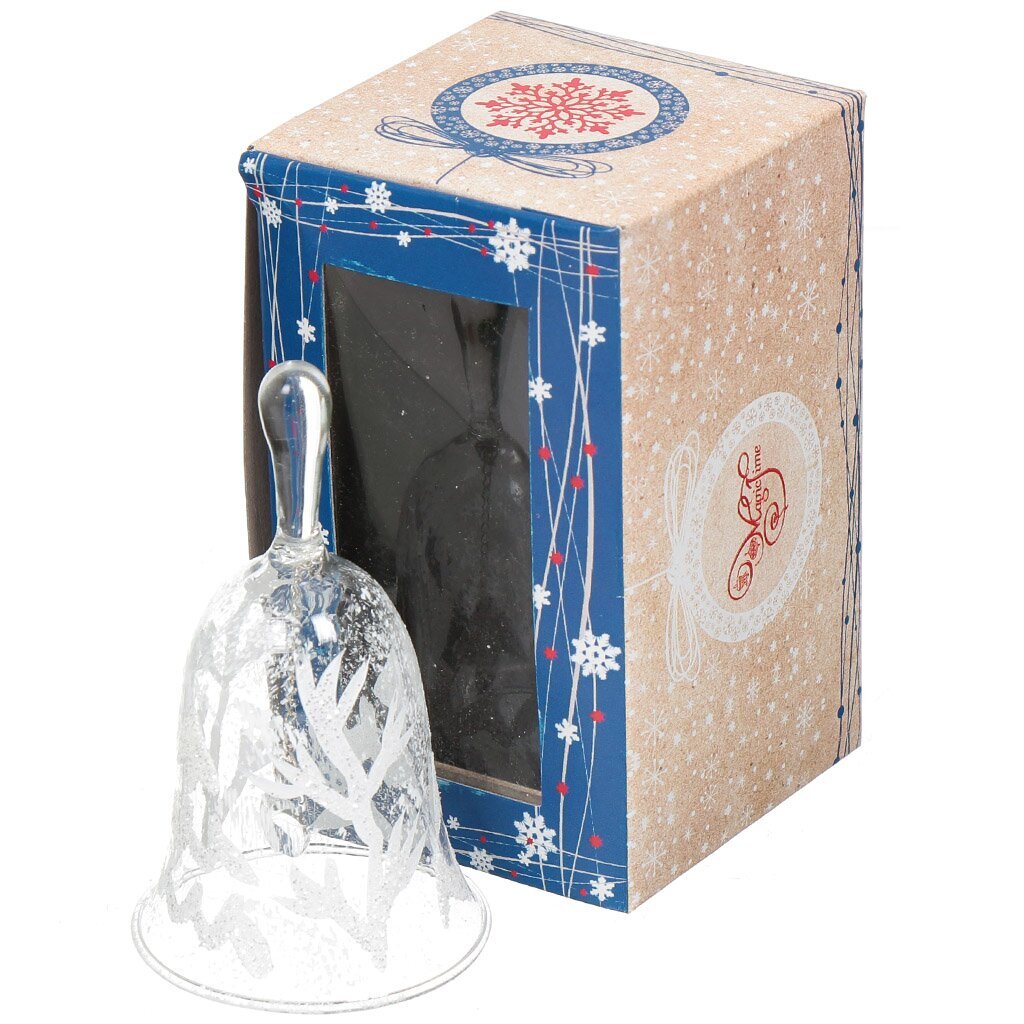 Украшение интерьера Колокольчик прозрачный с узором 75813, 5х10 см