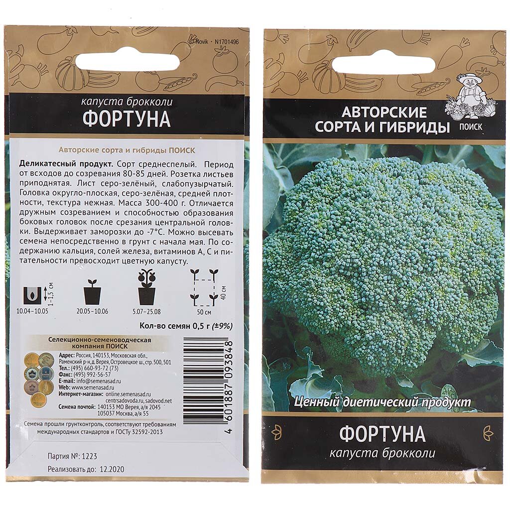 Семена Капуста брокколи, Фортуна, 0.5 г, цветная упаковка, Поиск семена капуста брокколи лорд f1 15 шт