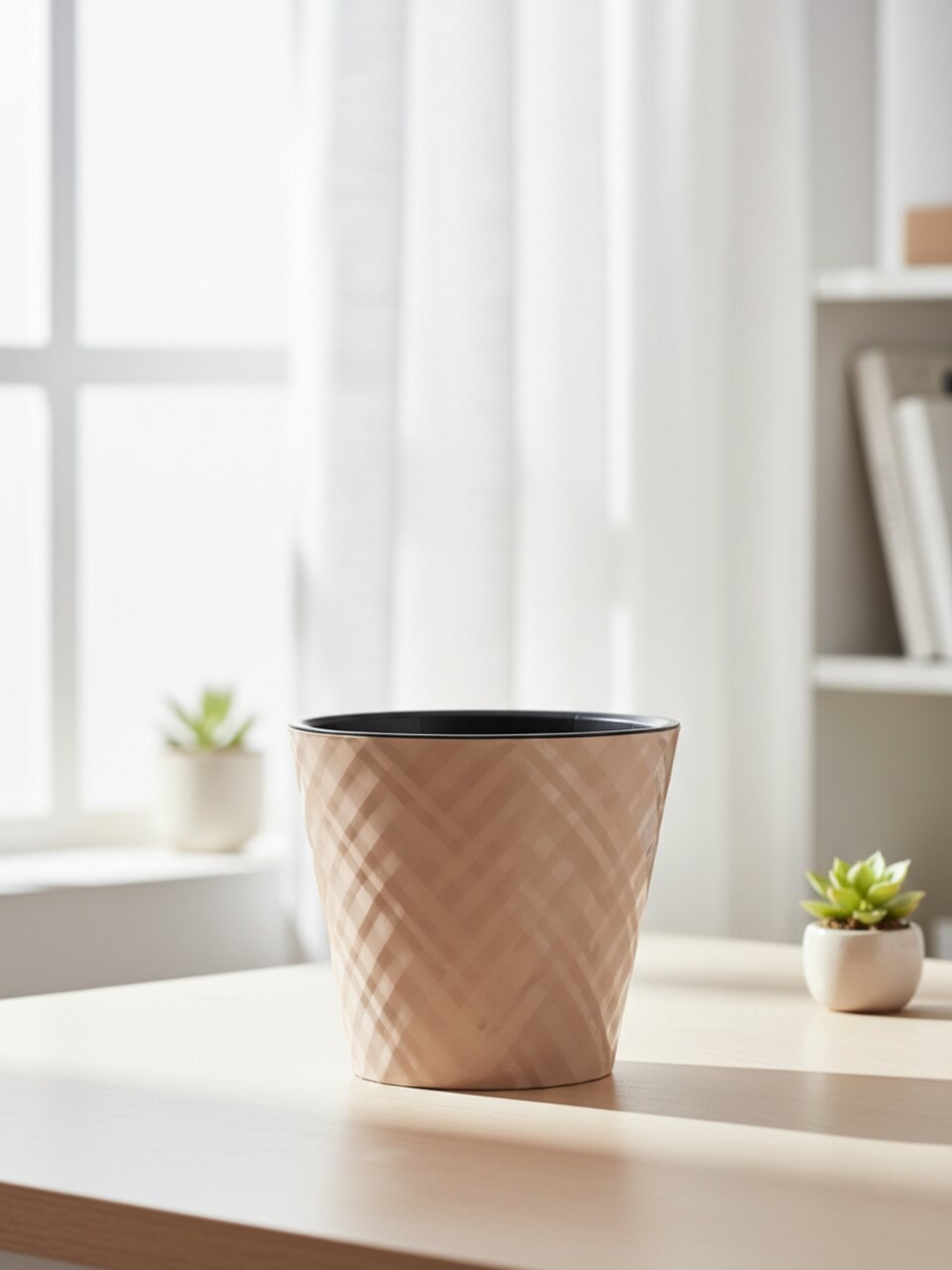 Горшок для цветов пластик, 1.6 л, 16х16х14.5 см, молочный шоколад, InGreen, Manhattan, IG670110047