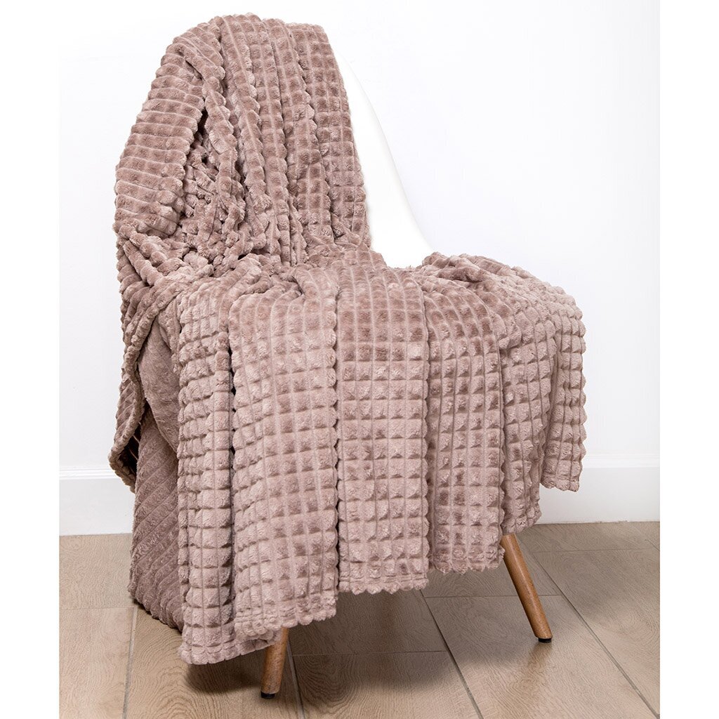 Плед 1.5-спальный, 150х200 см, велсофт жаккард, 100% полиэстер, Silvano, Монако Квадраты, пудровый, SQF-150-8