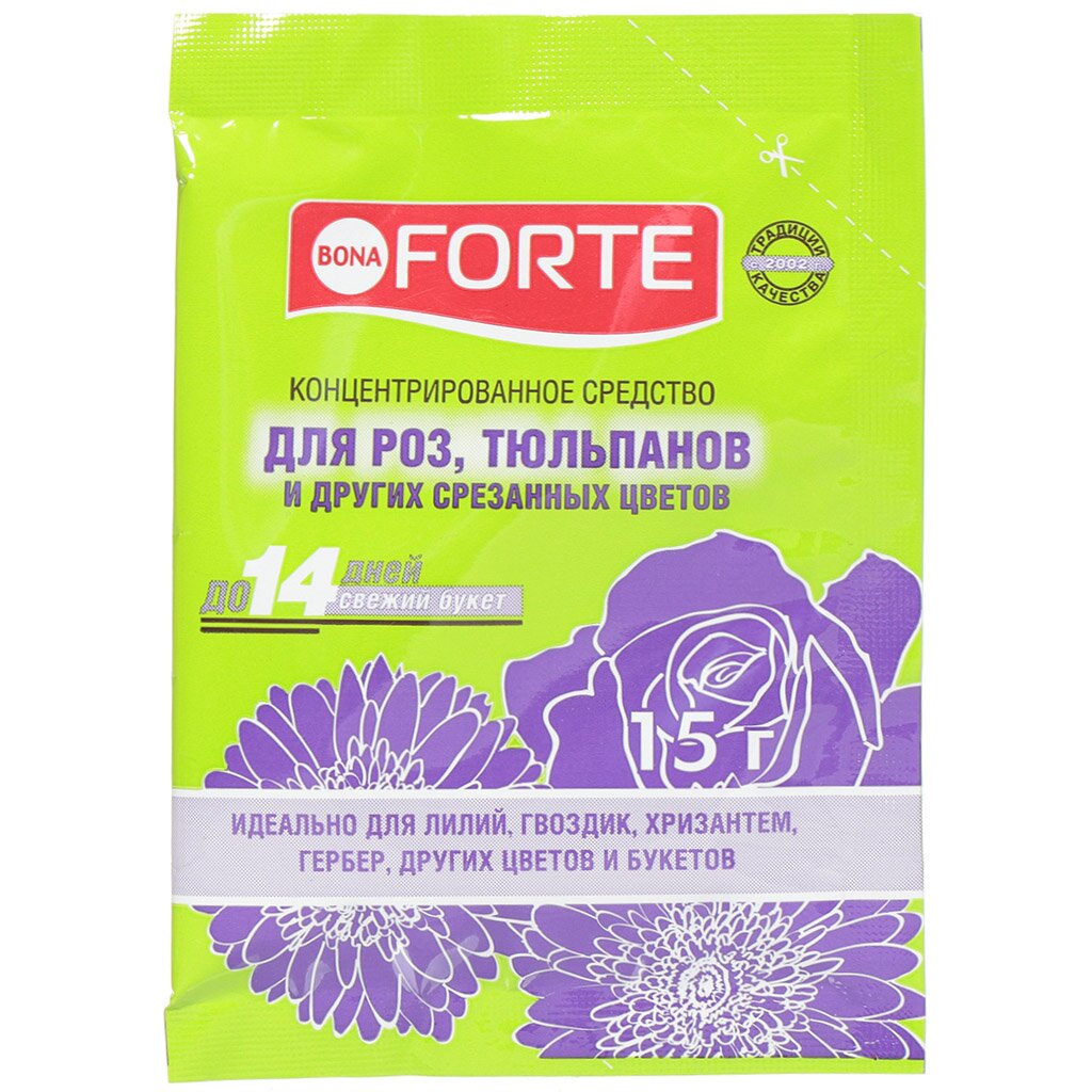 Удобрение для срезанных цветов, минеральный, гранулы, 15 г, Bona Forte концентрированное средство bona forte для срезанных цветов 0 015 кг