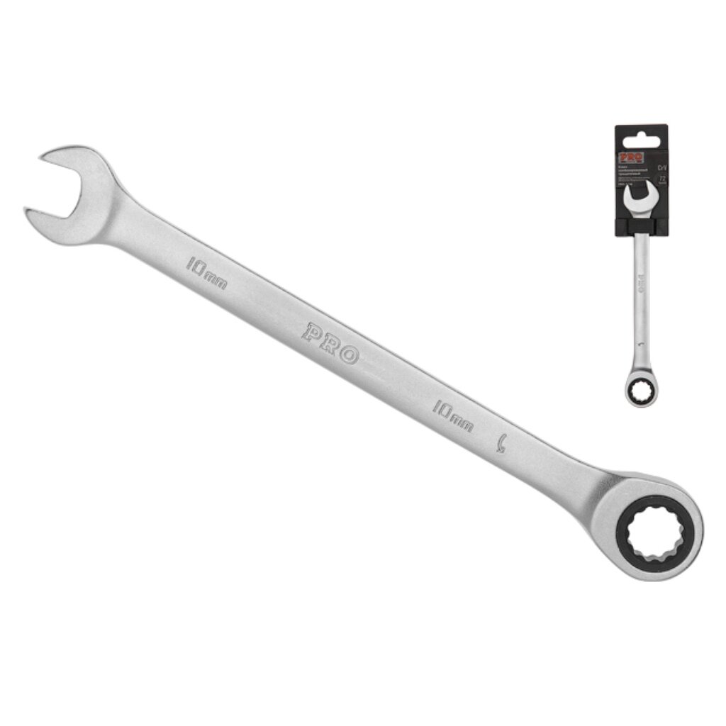 Ключ комбинированный трещоточный, Pro Startul, 10 мм, сатинированный, PRO-7010 ключ комбинированный трещоточный pro startul 15 мм сатинированный pro 7015