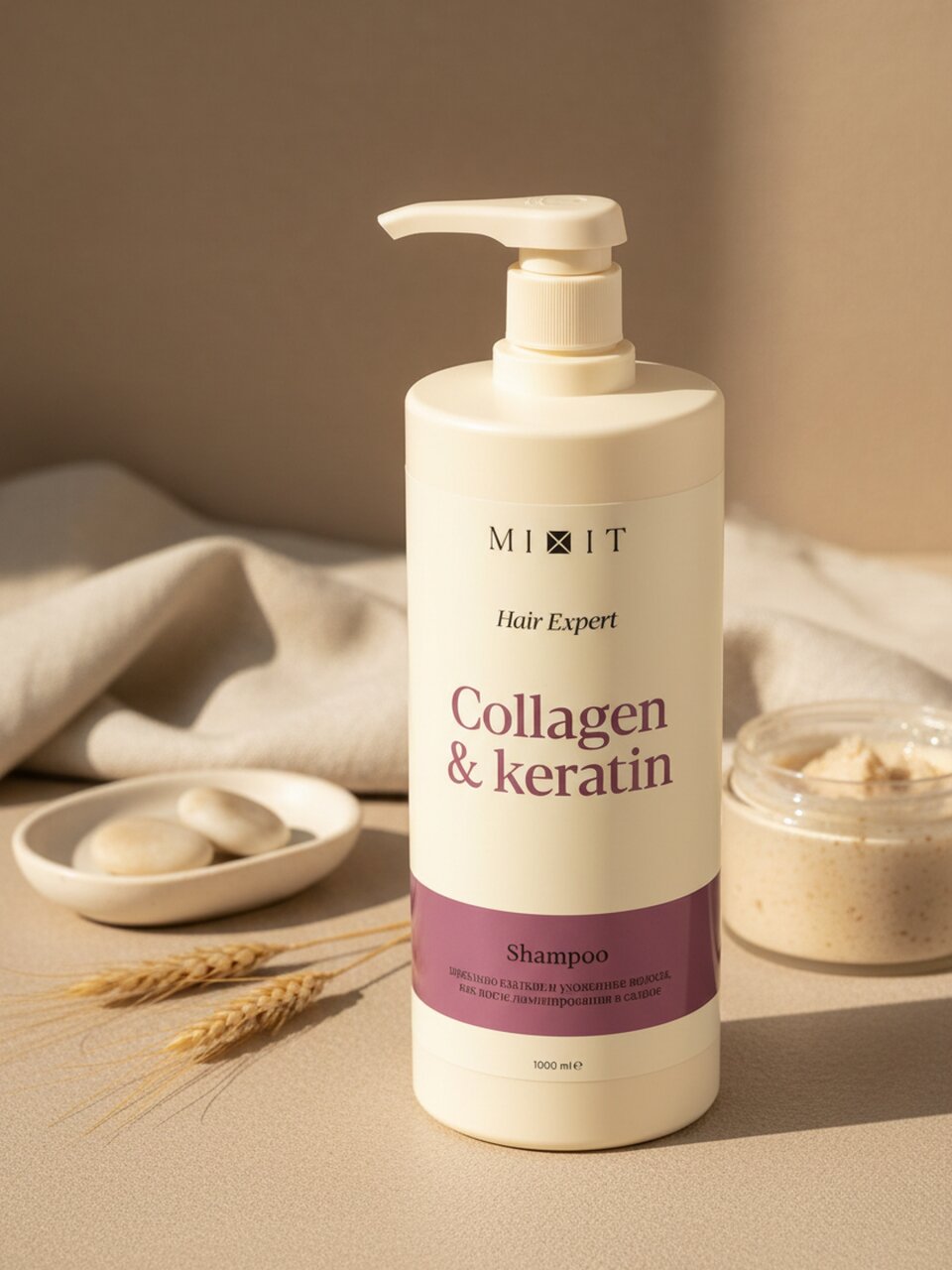 Шампунь Mixit, Hair Expert, Восстанавливающий, Укрепляющий, 1 л, для поврежденных волос