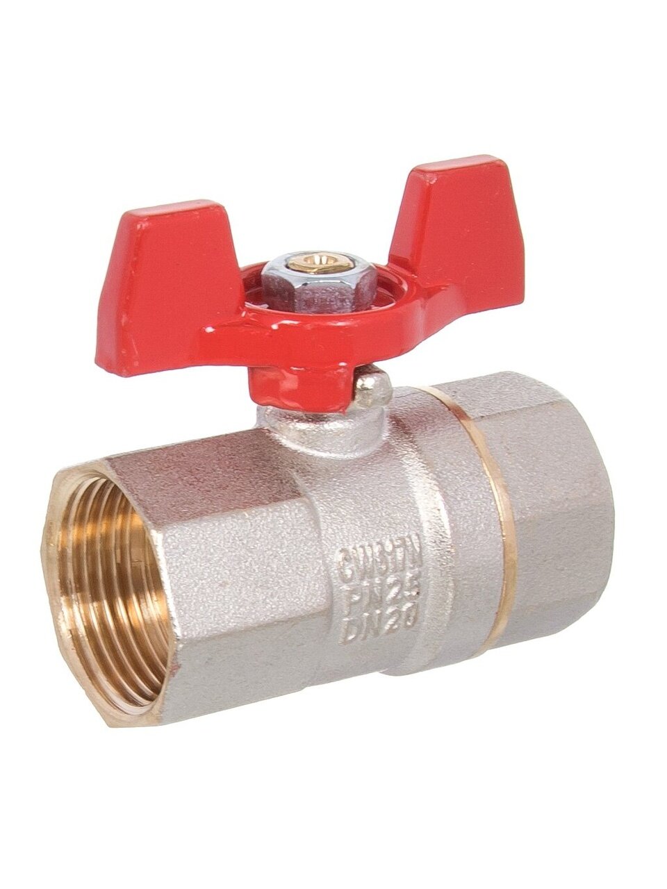 Кран для воды, 3/4&amp;quot;, г-г, ручка-бабочка, PN25, РосТурПласт