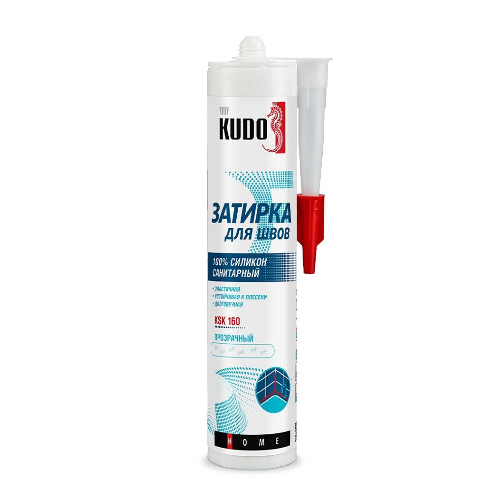 Герметик-затирка силиконовый, санитарный, KUDO, Home, KSK-160, 280 мл, бесцветный санитарный силиконовый герметик для помещений с повышенной влажностью stayer
