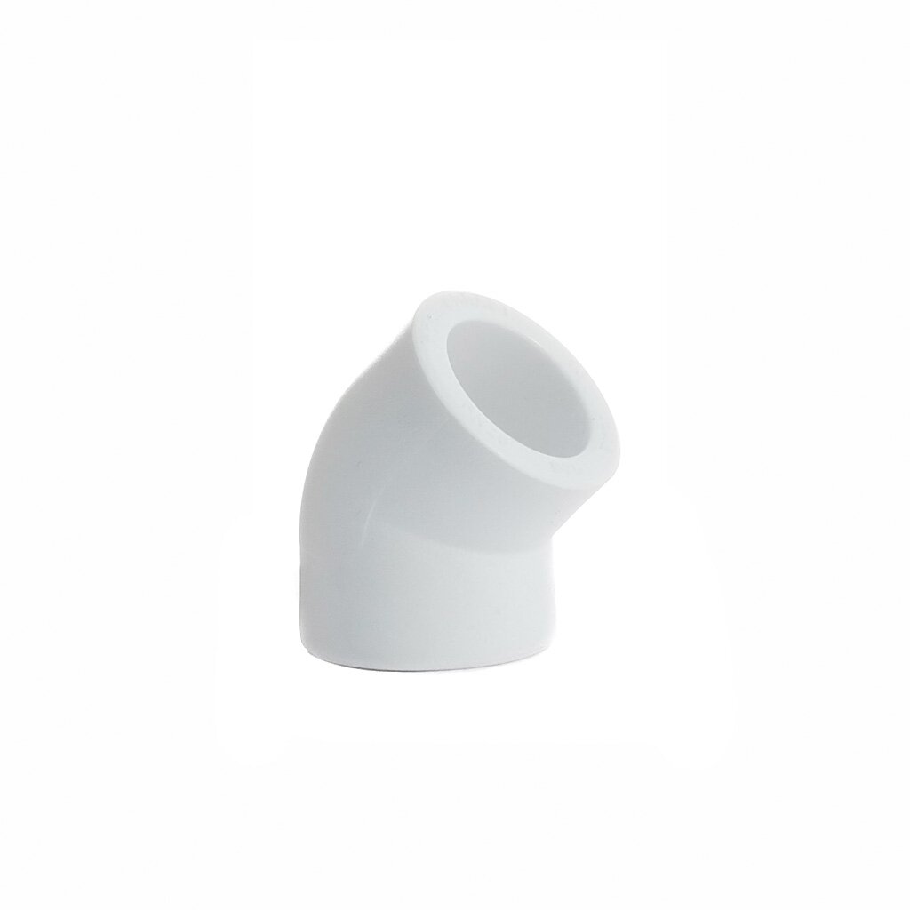 Уголок полипропилен, d25 мм, 45 °, внутренняя/внутренняя, белый, РосТурПласт кран шаровой стандартнопроходной полипропилен d25 мм белый ростурпласт