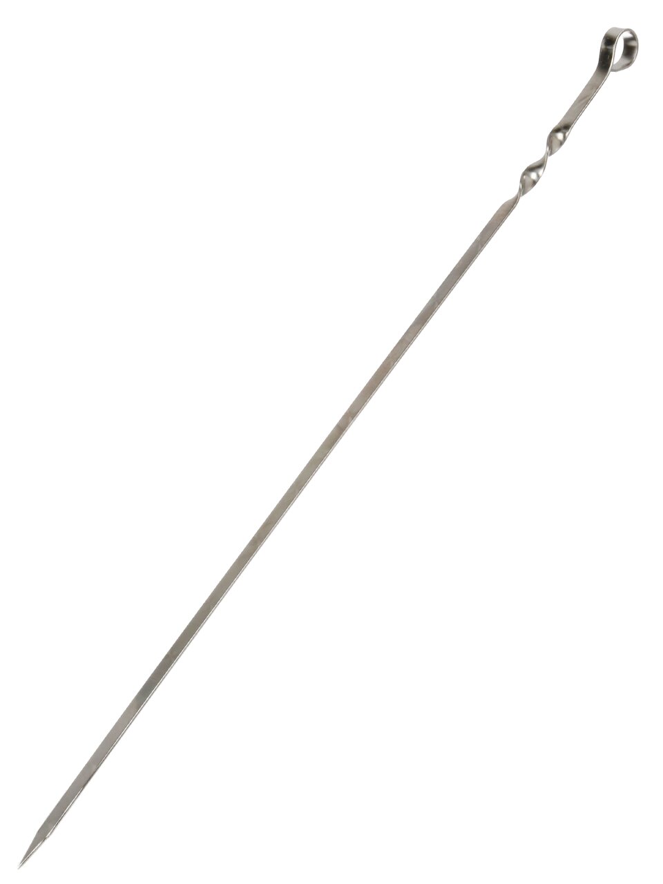 Шампур лезвие плоское, 700х550х12х2 мм, нержавеющая сталь, рукоятка нержавеющая сталь, кольцо, узор, 2К-051