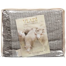 Плед Vladi двуспальный (170х210 см) шерсть 70%, Дольче Вита белый, бежевый, коричневый