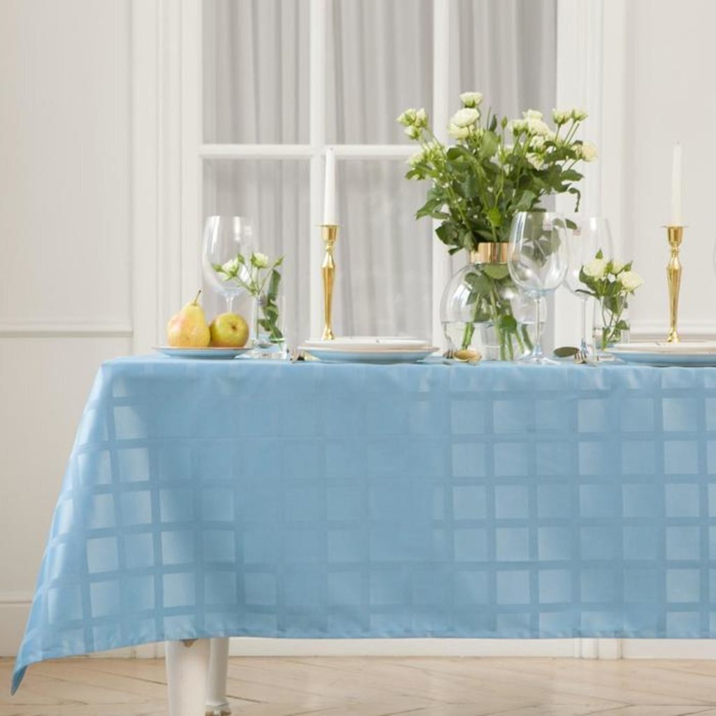 Скатерть «Этель» Geometry 150*220 +/-3см, цв.серо-синий, пл. 192 г/м2, хл с ВГМО, 6974089