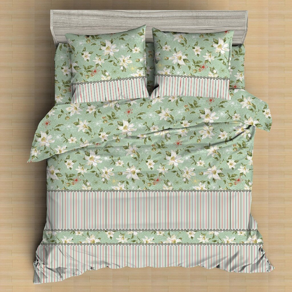 Постельное белье евро, простыня 200х210 см, 2 наволочки 70х70 см, пододеяльник 200х215 см, Майская ночь, полисатин, Кантри