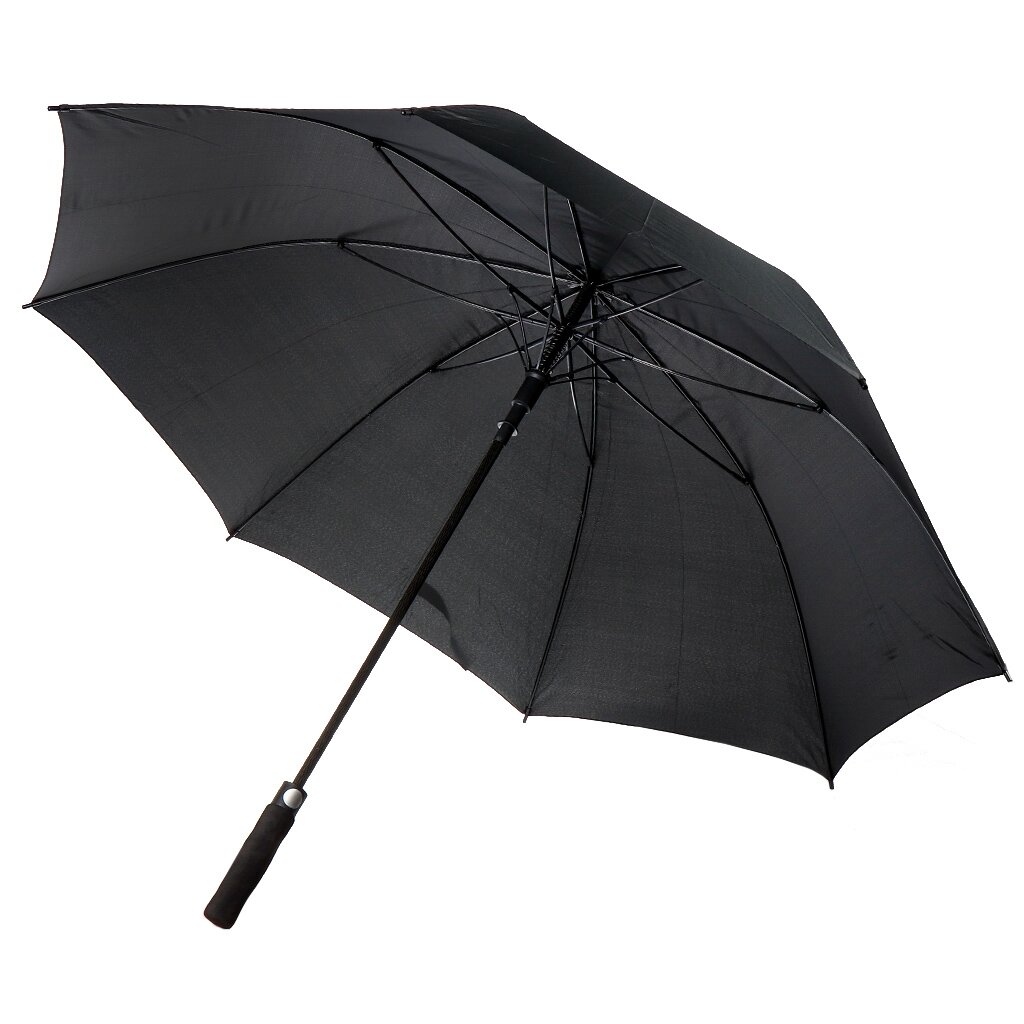 Зонт унисекс, автомат, трость, 8 спиц, 75 см, полиэстер, черный, Y822-049 зонт для женщин механический трость 24 спицы 65 см полиэстер синий y822 051