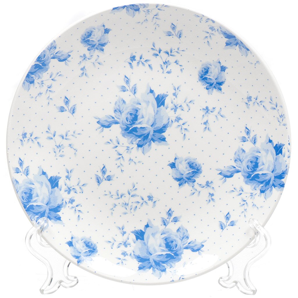 Тарелка десертная керамическая, 190 мм, Соната Кантри синие цветы 61 Кубаньфарфор