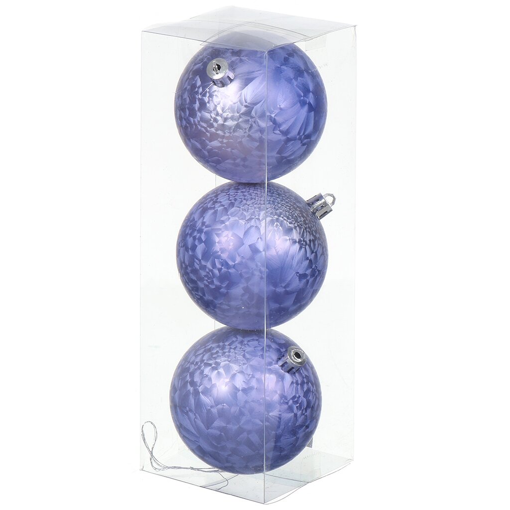Елочный шар 3 шт, голубой, 8 см, пластик, SYQC-012168