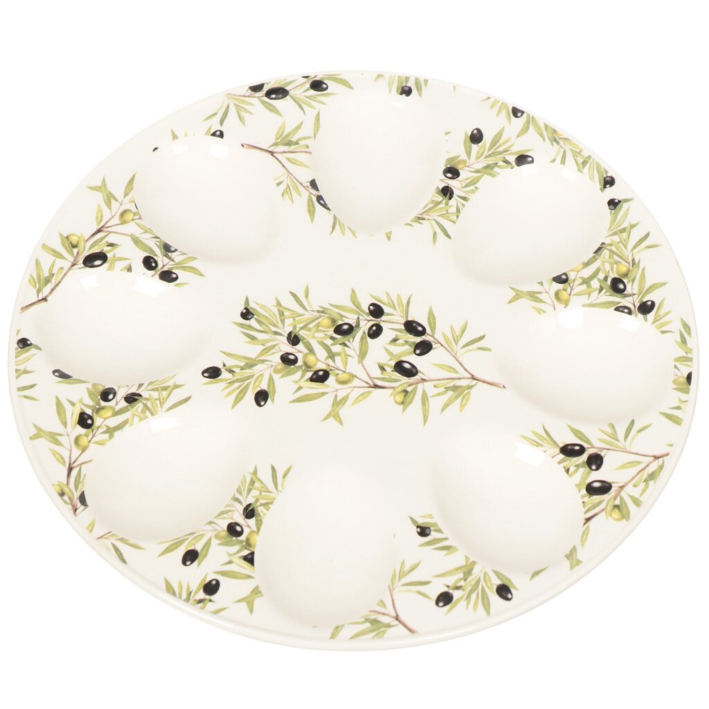 Блюдо керамическое для яиц Оливковая ветка 388-093, 20 см