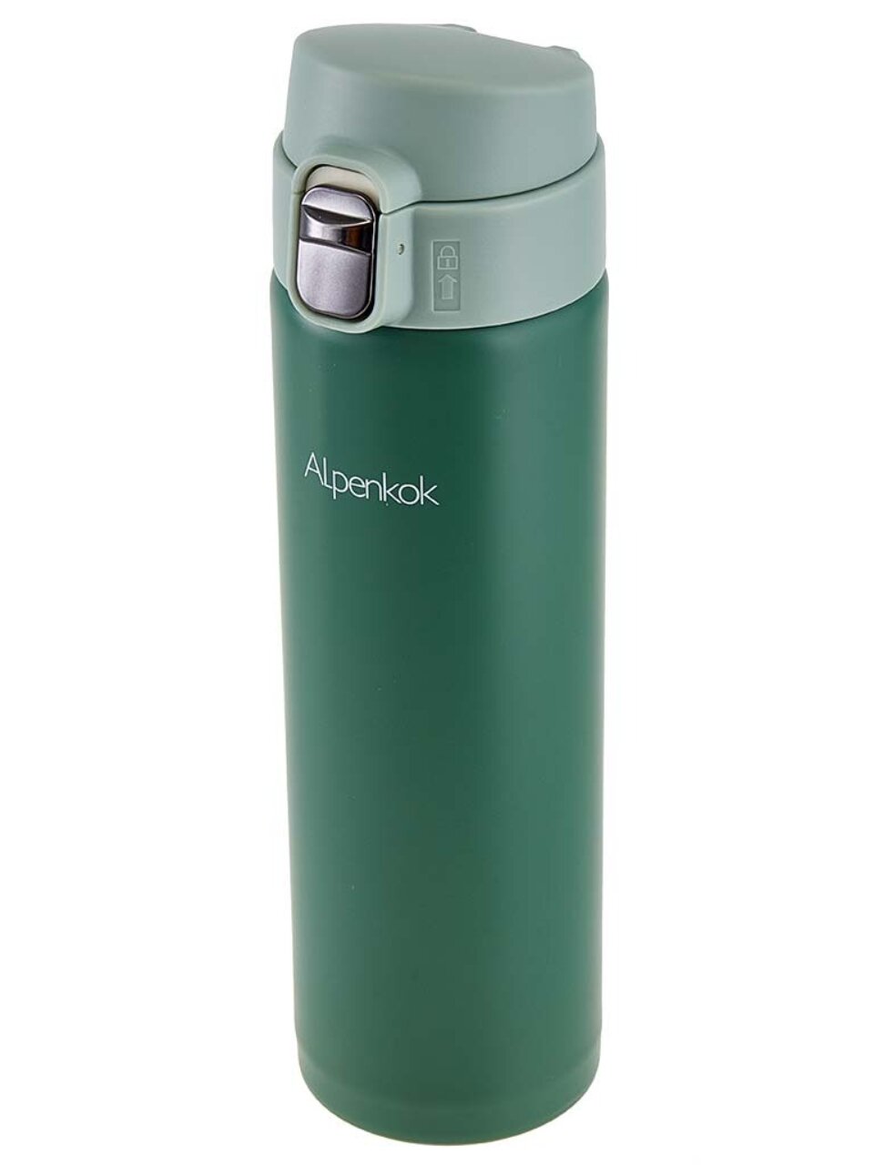 Термокружка нержавеющая сталь, 0.48 л, Alpenkok, колба нержавеющая сталь, с ситечком, вакуумная, зеленая, AK-04827A