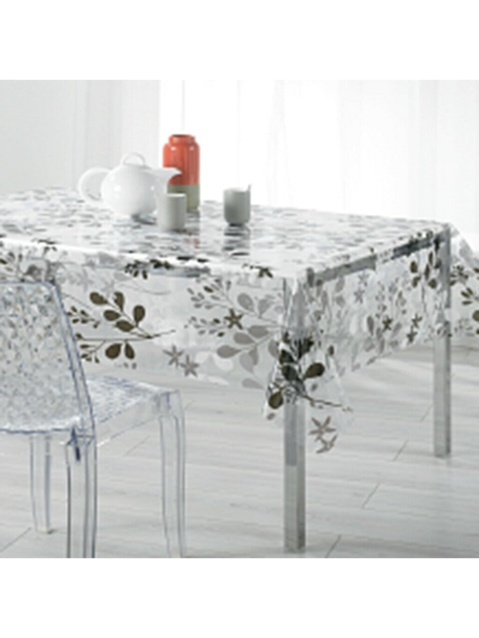 Клеенка Silvano, 1.4х20 м, ПВХ, прозрачная, веточки, RFT-677E