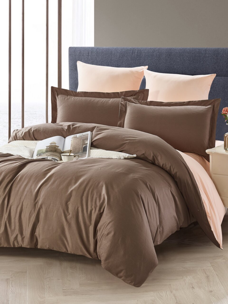 Постельное белье 2-спальное, простыня 220х240 см, 2 наволочки 70х70 см, 2 наволочки 50х70 см, пододеяльник 180х215 см, Karteks, сатин, SK014