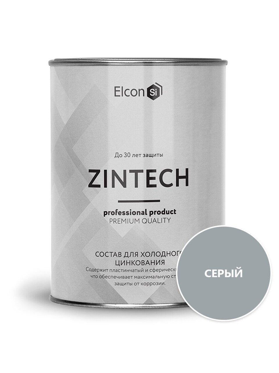 Грунт-эмаль Elcon, Zintech, эпоксидная, серая, 1 кг